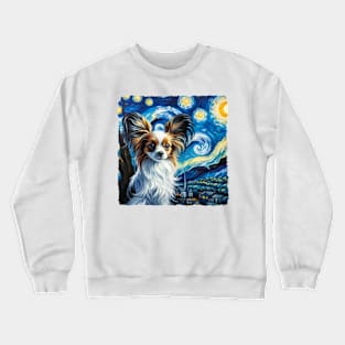 Starry Papillon Dog Portrait - Pet Portrait Crewneck Sweatshirt